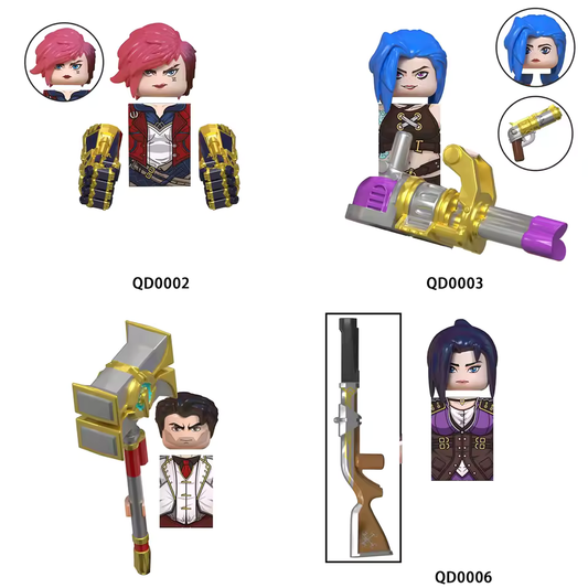 League Of Legends Arcane Lego Figures Jinx Vi Jayce Caitlyn Victor Heimerdinger